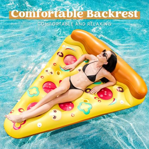  JOYIN Giant Inflatable Pizza Slice Pool Float, Fun Pool Floaties, Swim Party Toy, Summer Pool Raft (1 Pack), Extra Large with Cup Holders