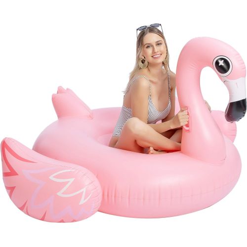  JOYIN Giant Inflatable Luxurious Flamingo Pool Float, Fun Beach Floaties, Swim Party Toys, Pool Island, Summer Pool Raft Lounge for Adults & Kids
