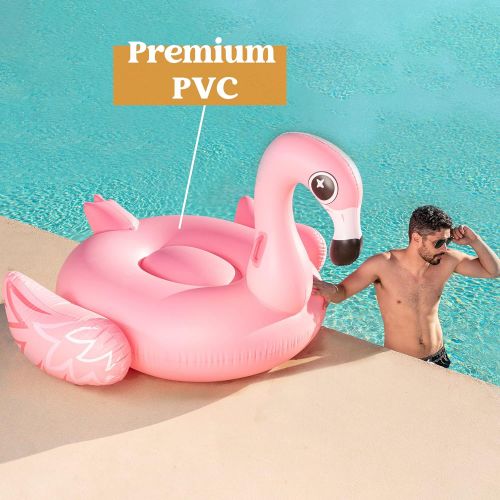  JOYIN Giant Inflatable Luxurious Flamingo Pool Float, Fun Beach Floaties, Swim Party Toys, Pool Island, Summer Pool Raft Lounge for Adults & Kids