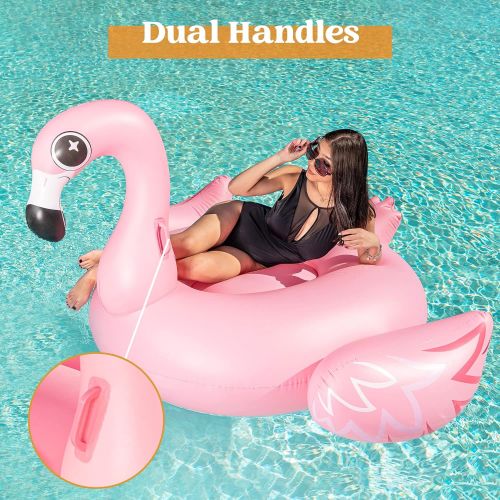  JOYIN Giant Inflatable Luxurious Flamingo Pool Float, Fun Beach Floaties, Swim Party Toys, Pool Island, Summer Pool Raft Lounge for Adults & Kids