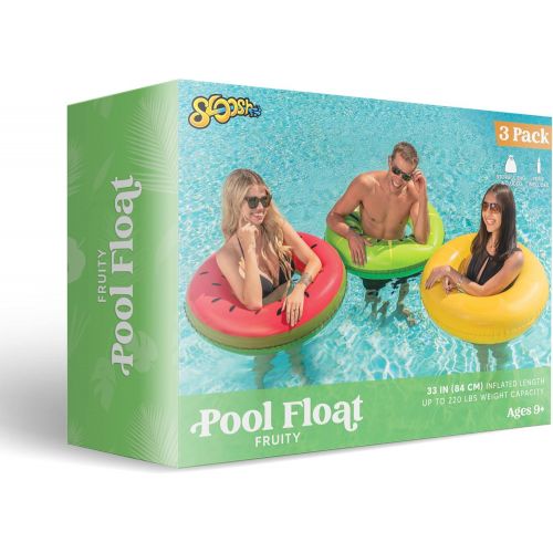  JOYIN Inflatable Pool Floats 32.5 (3 Pack), Fruit Pool Tubes, Pool Toys for Swimming Pool Party Decorations