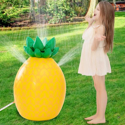 JOYIN Inflatable Tropical Pineapple Sprinkler, 35” Lawn Sprinkler for Kids Water Toy for Boys Girls Water Party Outdoor Sprinkler for Water Fun