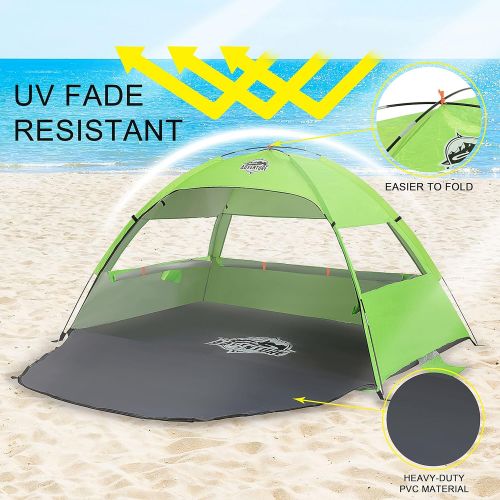  JOYIN Beach Tent with UV Protection, 2-3 Person Sun Shade Shelter with Mesh Window, Portable Beach Cabana Tent with Carry Bag, Sandbags & Stakes for Summer Outdoor Activities, Beach Part