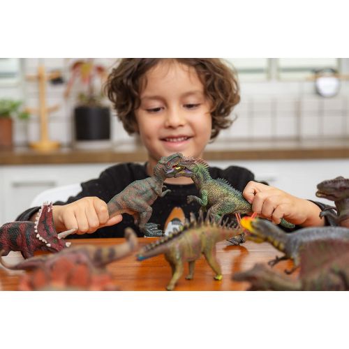  JOYIN 12-in-1 Realistic Jurassic Colossal Dinosaur Figures Playset with Educational Booklet for Kids, School Classroom Rewards, Carnival Prizes, Class Material, and Birthday Presen