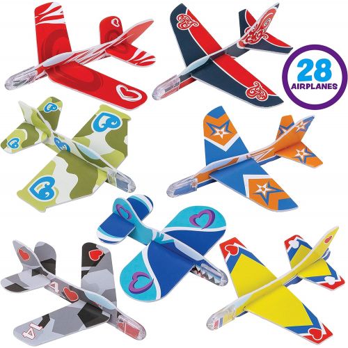  JOYIN 28 Pack Valentines Day Gifts Cards, Valentines Greeting Cards for Kids with Foam Airplanes Valentine Classroom Exchange Party Favor Toy