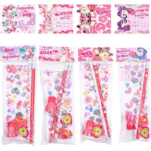  JOYIN 28 Pack Assorted Valentines Day Stationery Kids Gift Set Valentine Classroom Exchange Party Favor Toy