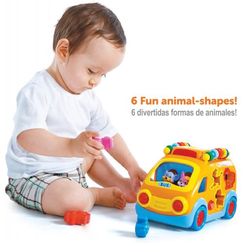  JOYIN Shapes and Sounds Musical School Bus Baby Toy with 3D Animals, LED Light Up for Boys and Girls, Infant, Toddler Interactive Learning, Educational Gift, Christmas Stocking Stuffers