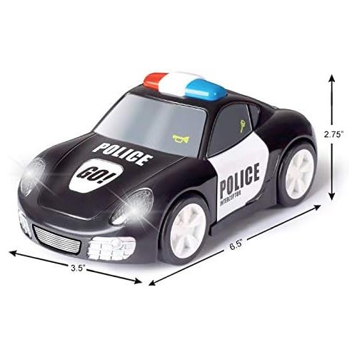  JOYIN 2 PCs Police Car and Race Car (6.5 Long) with Flashing Lights and Siren Sounds, Great Vehicle Toys for 3 4 5 Years Old Toddlers, Boys, Girls and Kids Birthday Gift and Holida