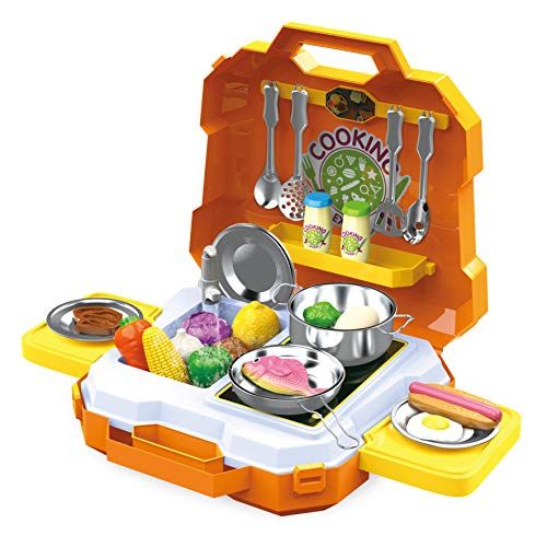  JOYIN 35 Pieces Kids Pretend Play Kitchen Toy Kit with Cookware Utensil Toys, Play Food, Pots and Pans for Kids, School Classroom Rewards and Chef Role Play