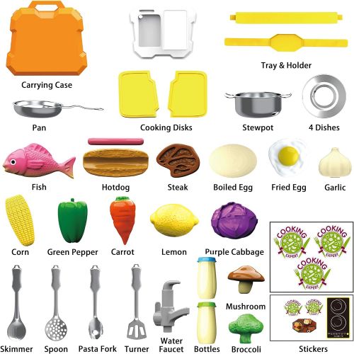  JOYIN 35 Pieces Kids Pretend Play Kitchen Toy Kit with Cookware Utensil Toys, Play Food, Pots and Pans for Kids, School Classroom Rewards and Chef Role Play