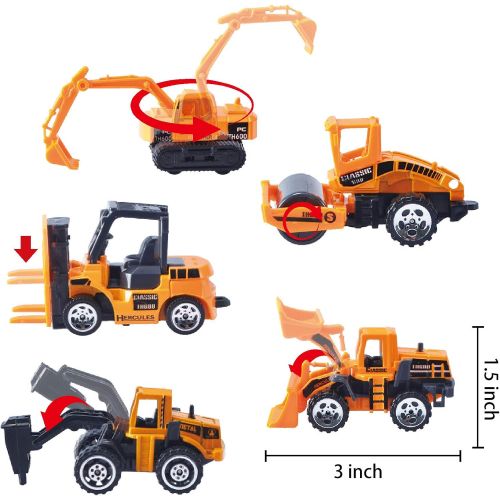  JOYIN 11 in 1 Die-cast Construction Truck Vehicle Car Toy Set Play Vehicles in Carrier Birthday Gifts for Over 3 Years Old Boys