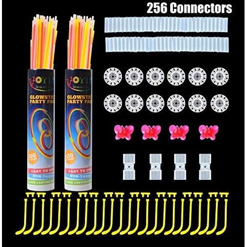  JOYIN Glow Sticks Bulk 200 8 Glowsticks (Total 456 PCs 7 Colors); Bracelets Glow Necklaces Glow-in-The-Dark Light-up July 4th Christmas Halloween Party Supplies Pack, Football Part