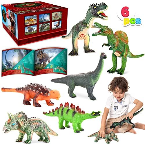  JOYIN 6 Pack 12’’ to 14’’ Educational Realistic Dinosaur Figures with Dinosaur Booklet