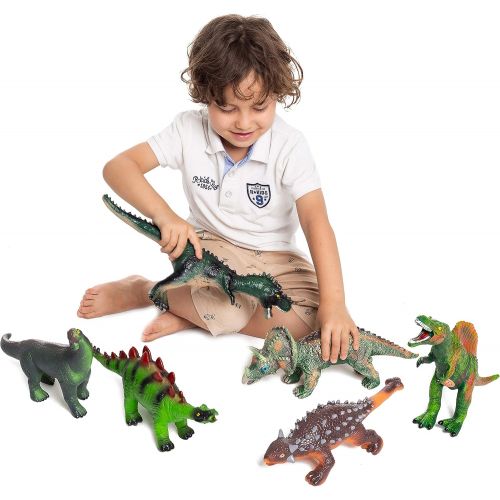  JOYIN 6 Pack 12’’ to 14’’ Educational Realistic Dinosaur Figures with Dinosaur Booklet