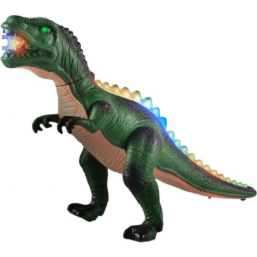  JOYIN 2 Pack Led Light Up T-Rex Walking Realistic Dinosaur Toy with Led Light & Roaring Sound