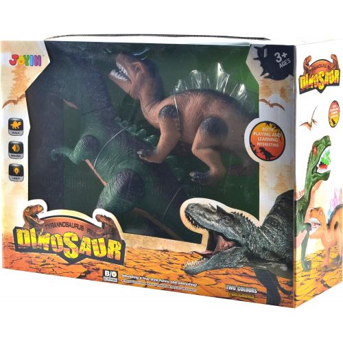  JOYIN 2 Pack Led Light Up T-Rex Walking Realistic Dinosaur Toy with Led Light & Roaring Sound