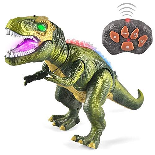  JOYIN LED Light Up Remote Control Dinosaur Walking and Roaring Realistic T-Rex Dinosaur Toys with Glowing Eyes, Walking Movement, Shaking Head for Toddlers Boys Girls