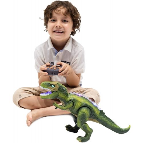  JOYIN LED Light Up Remote Control Dinosaur Walking and Roaring Realistic T-Rex Dinosaur Toys with Glowing Eyes, Walking Movement, Shaking Head for Toddlers Boys Girls