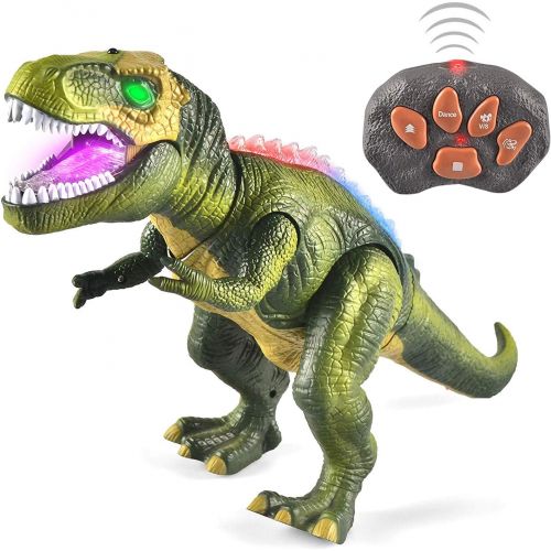  JOYIN LED Light Up Remote Control Dinosaur Walking and Roaring Realistic T-Rex Dinosaur Toys with Glowing Eyes, Walking Movement, Shaking Head for Toddlers Boys Girls