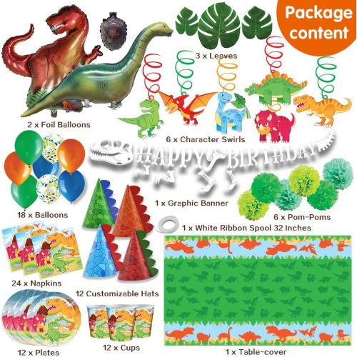  JOYIN Dinosaur Birthday Supplies 98 PCs All-in-One Party Supplies Decorations for Dino Themed Happy Birthday Celebration