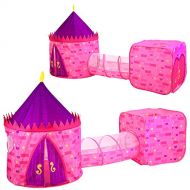 JOYIN Girls Princess Pink Castle Play Tent with Pop Up Play Tent, Tunnel and Playhouse Kids Indoor Outdoor Play Tent Set