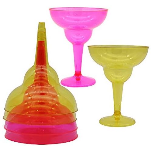  [아마존베스트]JOYIN 36 Packs Plastic Margarita Glasses Cups 12 oz Disposable Cinco De Mayo Fiesta Party Decoration for Fun Taco Party Supplies, Neon Cocktail Cups, Mexican Theme for Carnivals, D