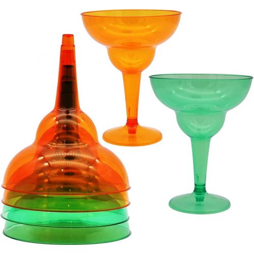  [아마존베스트]JOYIN 36 Packs Plastic Margarita Glasses Cups 12 oz Disposable Cinco De Mayo Fiesta Party Decoration for Fun Taco Party Supplies, Neon Cocktail Cups, Mexican Theme for Carnivals, D