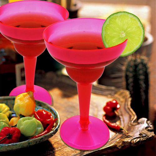  [아마존베스트]JOYIN 36 Packs Plastic Margarita Glasses Cups 12 oz Disposable Cinco De Mayo Fiesta Party Decoration for Fun Taco Party Supplies, Neon Cocktail Cups, Mexican Theme for Carnivals, D