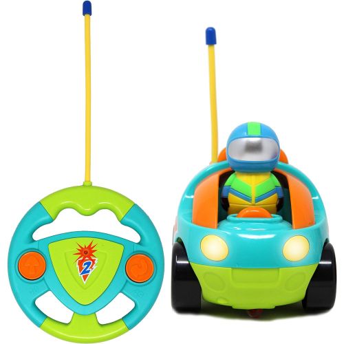  [아마존베스트]JOYIN 2 Pack Cartoon RC Race Car Radio Remote Control with Music & Sound Toy for Baby, Toddler, Children Cars, School Classroom Prize, 2 Year Old Easter Basket Stuffer Fillers, Christmas