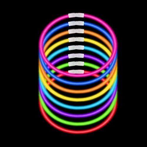  [아마존베스트]JOYIN 300 Pack Glow Sticks with 100 22” Necklaces + 200 8” Bracelets Connector Included; Glow in the Dark Halloween Party Bulk Supplies, New Year Eve Party, Neon Light Up Accessories for