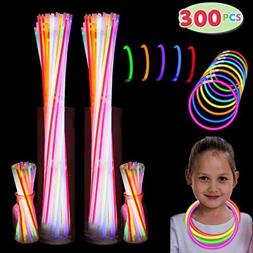  [아마존베스트]JOYIN 300 Pack Glow Sticks with 100 22” Necklaces + 200 8” Bracelets Connector Included; Glow in the Dark Halloween Party Bulk Supplies, New Year Eve Party, Neon Light Up Accessories for