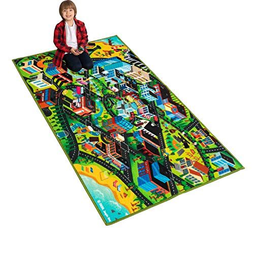  [아마존베스트]JOYIN 3D Kids Carpet Playmat Rug Kids Carpet Playmat Rug 3D City Life Car Mats Pretend Play Set for Kids Age 3+, Jumbo Play Room Rug, Hot Wheels Track Racing and Toys - Floor Mats for Ca