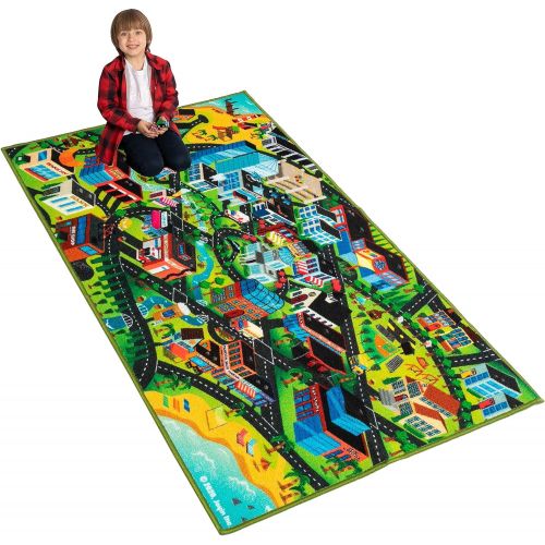  [아마존베스트]JOYIN 3D Kids Carpet Playmat Rug Kids Carpet Playmat Rug 3D City Life Car Mats Pretend Play Set for Kids Age 3+, Jumbo Play Room Rug, Hot Wheels Track Racing and Toys - Floor Mats for Ca