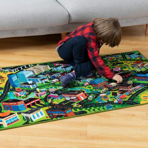  [아마존베스트]JOYIN 3D Kids Carpet Playmat Rug Kids Carpet Playmat Rug 3D City Life Car Mats Pretend Play Set for Kids Age 3+, Jumbo Play Room Rug, Hot Wheels Track Racing and Toys - Floor Mats for Ca