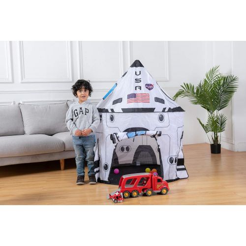  [아마존베스트]JOYIN White Rocket Spaceship Tent Kids Rocket Tent Playhouse for Indoor Kids Play and Kids Indoor Outdoor Activity