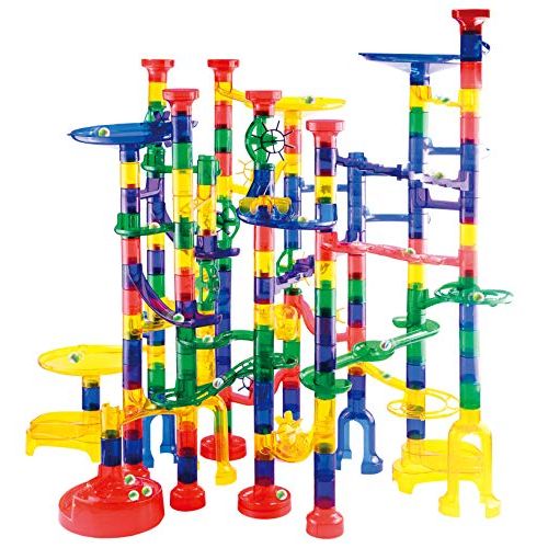  [아마존베스트]JOYIN Marble Run Premium Toy Set (170 Pcs), Construction Building Blocks Toys, STEM Educational Building Block Toy(120 Plastic Pieces + 50 Glass Marbles)