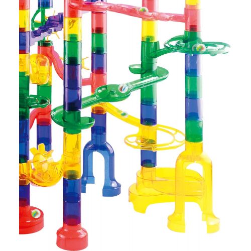  [아마존베스트]JOYIN Marble Run Premium Toy Set (170 Pcs), Construction Building Blocks Toys, STEM Educational Building Block Toy(120 Plastic Pieces + 50 Glass Marbles)