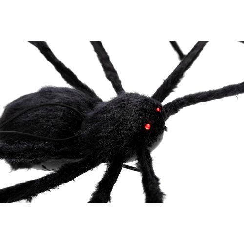  할로윈 용품JOYIN 60” Halloween Black Hairy Spider Outdoor Decorations, Scary Giant Spider Fake Large Spider with Sound and Vibration for Prop Decorations, Halloween Indoor, Outdoor, Yard and