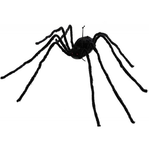  할로윈 용품JOYIN 60” Halloween Black Hairy Spider Outdoor Decorations, Scary Giant Spider Fake Large Spider with Sound and Vibration for Prop Decorations, Halloween Indoor, Outdoor, Yard and