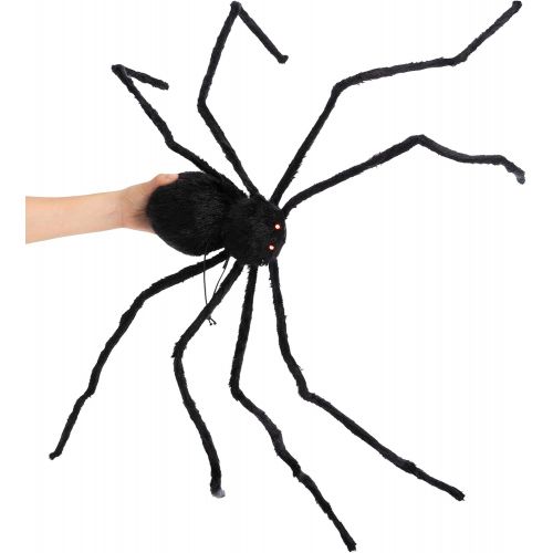  할로윈 용품JOYIN 60” Halloween Black Hairy Spider Outdoor Decorations, Scary Giant Spider Fake Large Spider with Sound and Vibration for Prop Decorations, Halloween Indoor, Outdoor, Yard and