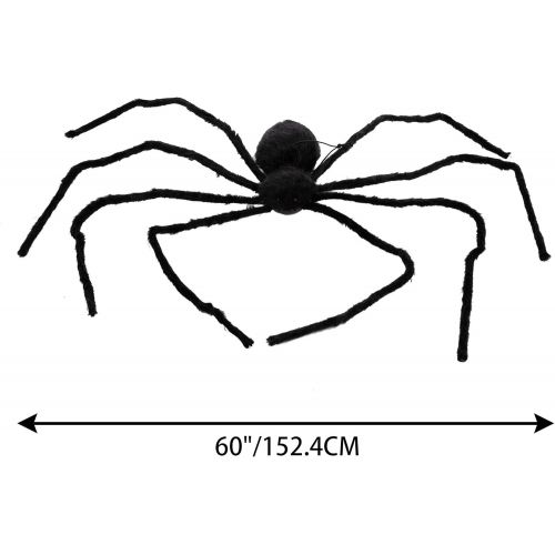  할로윈 용품JOYIN 60” Halloween Black Hairy Spider Outdoor Decorations, Scary Giant Spider Fake Large Spider with Sound and Vibration for Prop Decorations, Halloween Indoor, Outdoor, Yard and