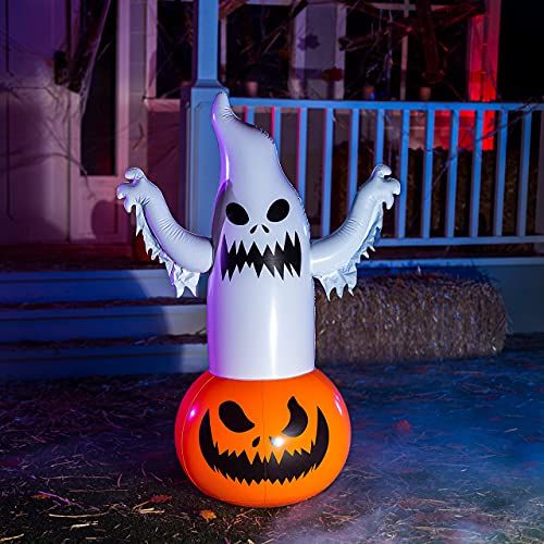  할로윈 용품JOYIN 4.5ft Halloween Inflatable Ghost on Pumpkin Tumbler Prop Decoration for Halloween Indoor and Outdoor Party Decorations, Haunted House Decorations, Yard Decorations