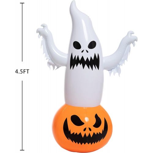 할로윈 용품JOYIN 4.5ft Halloween Inflatable Ghost on Pumpkin Tumbler Prop Decoration for Halloween Indoor and Outdoor Party Decorations, Haunted House Decorations, Yard Decorations