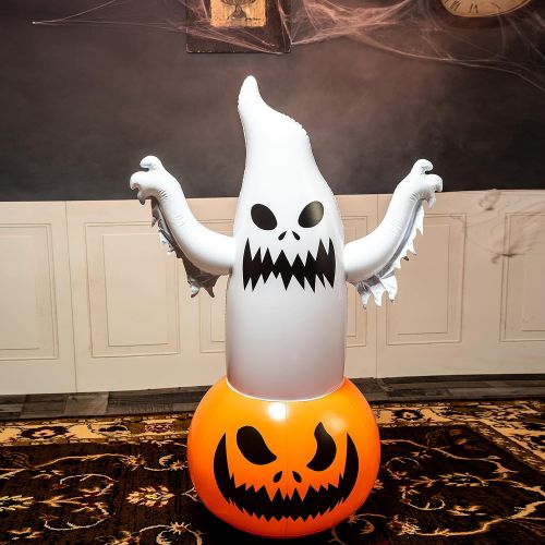  할로윈 용품JOYIN 4.5ft Halloween Inflatable Ghost on Pumpkin Tumbler Prop Decoration for Halloween Indoor and Outdoor Party Decorations, Haunted House Decorations, Yard Decorations