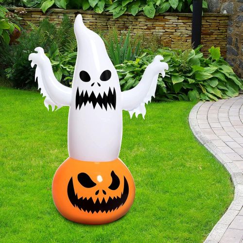  할로윈 용품JOYIN 4.5ft Halloween Inflatable Ghost on Pumpkin Tumbler Prop Decoration for Halloween Indoor and Outdoor Party Decorations, Haunted House Decorations, Yard Decorations