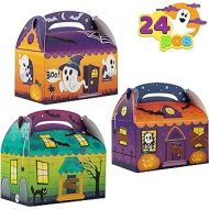 JOYIN 24 PCs 3D Halloween House Cardboard Treat Boxes (6x6x3.5) Trick or Treat Candy Boxes Cookies Goodie Bags for Halloween Party Favor Supplies