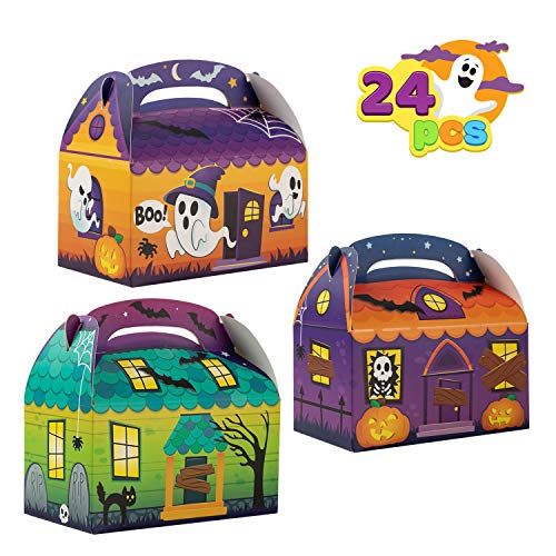  할로윈 용품JOYIN 24 PCs 3D Halloween House Cardboard Treat Boxes (6x6x3.5) Trick or Treat Candy Boxes Cookies Goodie Bags for Halloween Party Favor Supplies