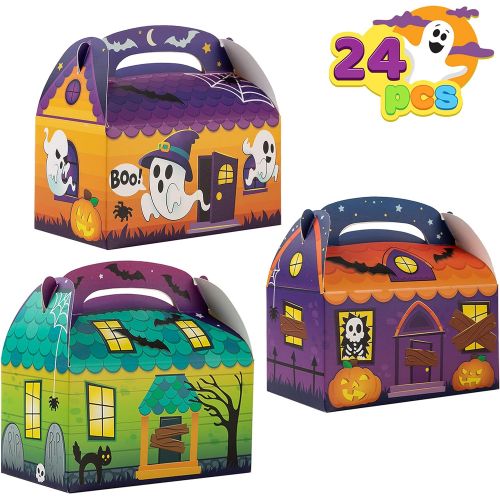  할로윈 용품JOYIN 24 PCs 3D Halloween House Cardboard Treat Boxes (6x6x3.5) Trick or Treat Candy Boxes Cookies Goodie Bags for Halloween Party Favor Supplies