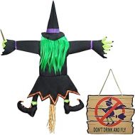 JOYIN Halloween Crashing Witch into Tree Halloween Decoration with Don’t Drink and Fly Warning Sign