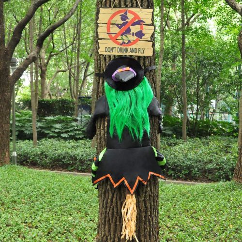  할로윈 용품JOYIN Halloween Crashing Witch into Tree Halloween Decoration with Don’t Drink and Fly Warning Sign